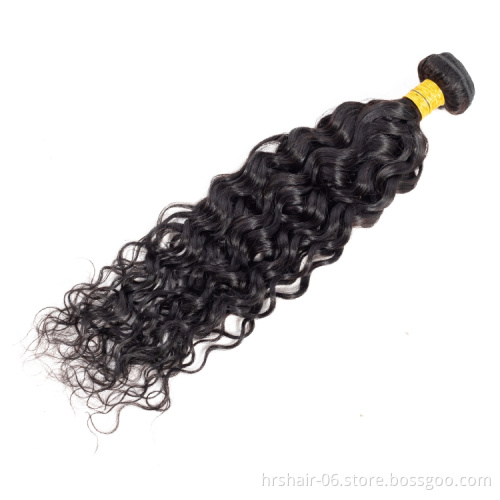 Hair Frontal Closure Human Hair Bundles with 13x4 Free Part Lace Frontal Closure Water Wave Peruvian hair bundle wi